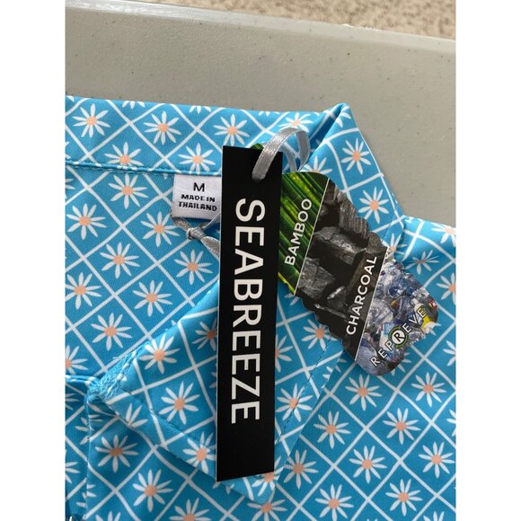 Seabreeze Long Sleeve Golf Polo Shirt Women MED Floral Print Blue Athleisure NEW - Picture 5 of 7
